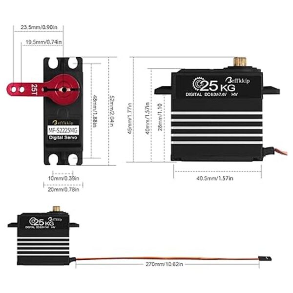 Paquete de 2 servos digitales de 55.1 lbs de alto par de_5