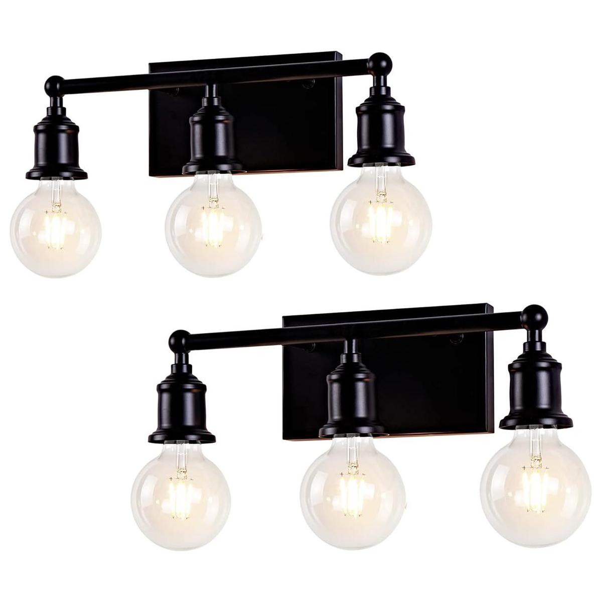 Paquete de 2 lámparas de tocador de 3 luces lámpara