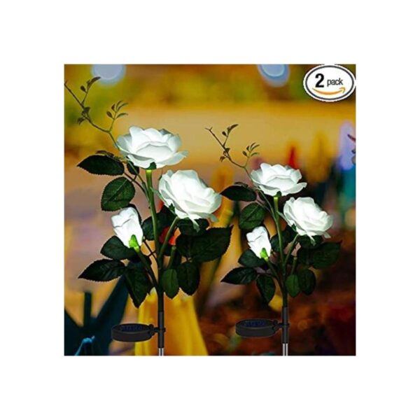 Paquete de 2 luces solares de flores de rosas para_1