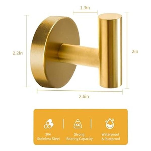 Paquete de 2 ganchos dorados para toalla para pared baño_2