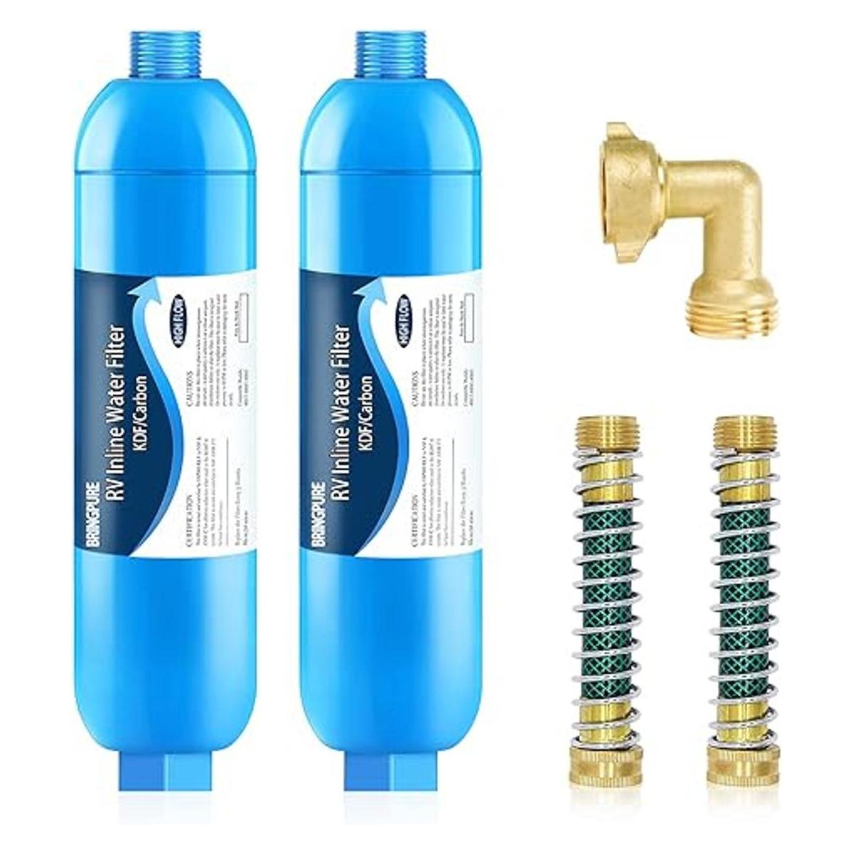 Paquete de 2 filtros de agua en líneamarina para RV con