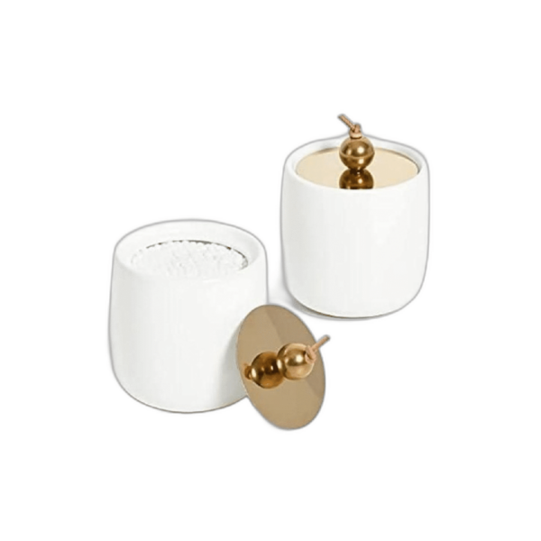 Paquete de 2 dispensadores de cerámica Qtip con tapas