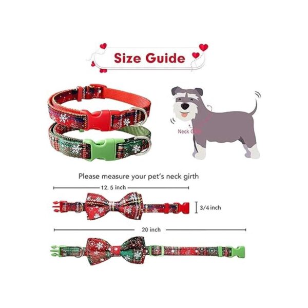 Paquete de 2 collares de Navidad para perros con corbatín