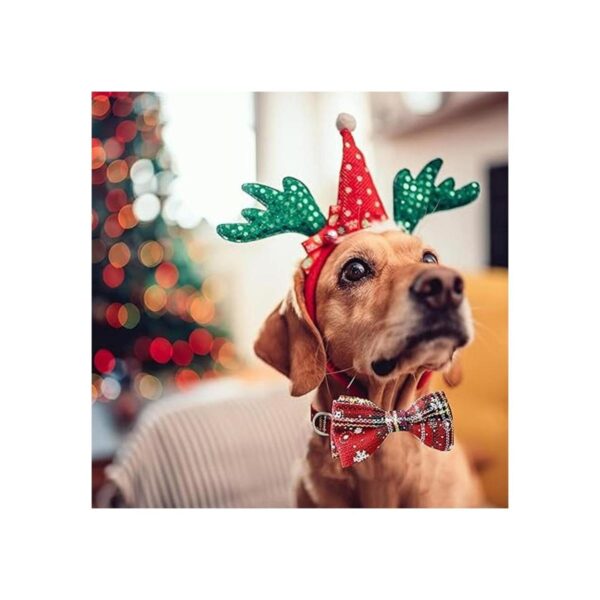 Paquete de 2 collares de Navidad para perros con corbatín
