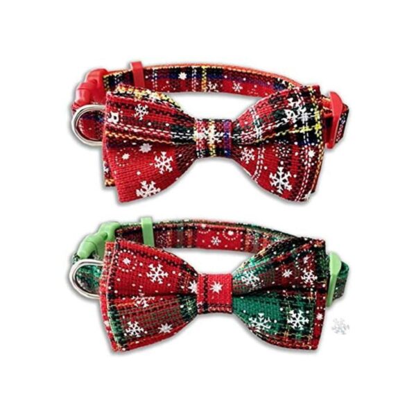 Paquete de 2 collares de Navidad para perros con corbatín