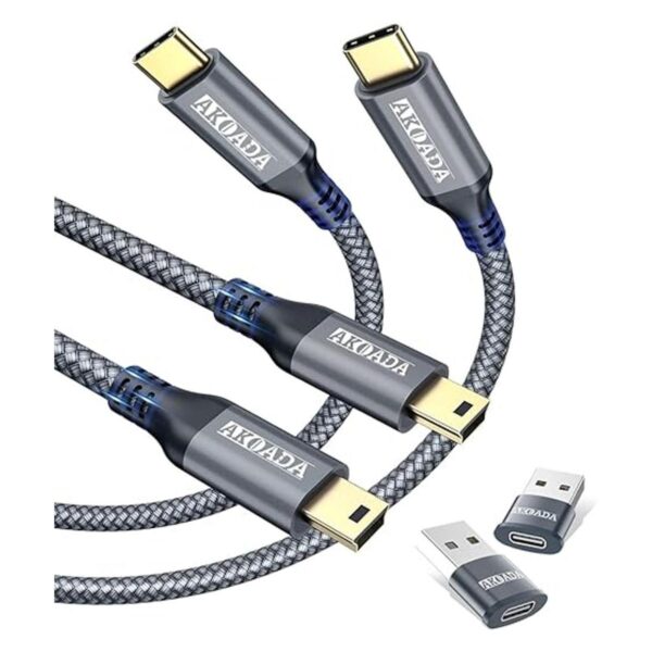 Paquete de 2 cables Mini B a USB C de 10 pies Akoada USB_1