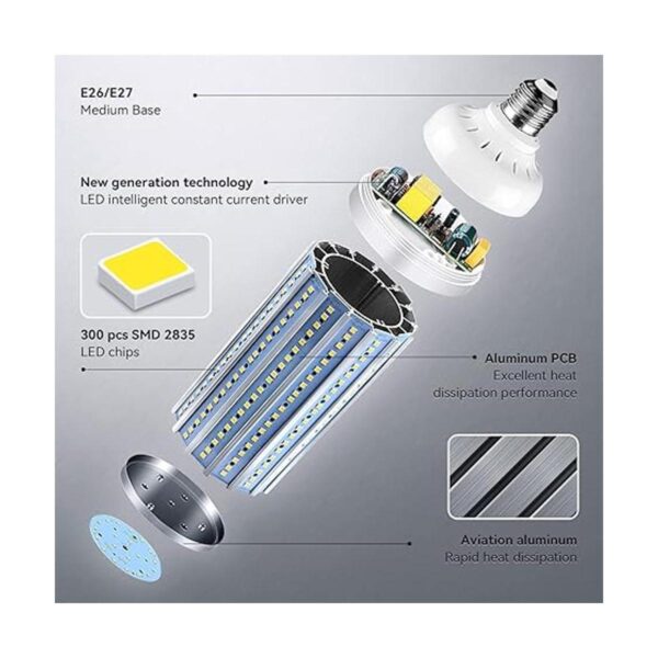 Paquete de 2 bombillas LED de maíz equivalente a 500 W_4