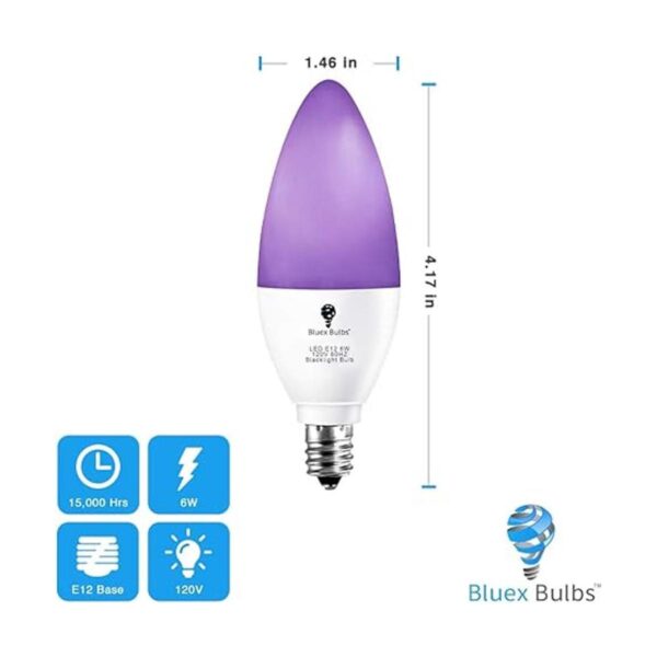 Paquete de 2 bombillas LED negras 6 W E12 bombilla de luz_2