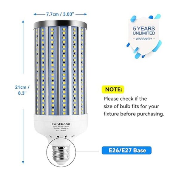 Paquete de 2 bombillas LED de maíz equivalente a 500 W_3