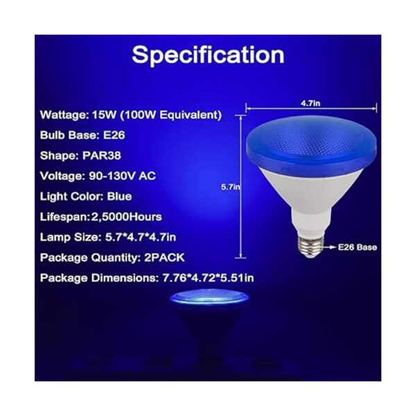 Paquete de 2 bombillas LED Par38 15 W equivalente a 100_2