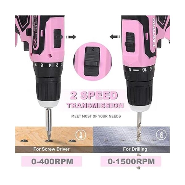 FASTPRO Juego de taladro rosa juego de taladro_4