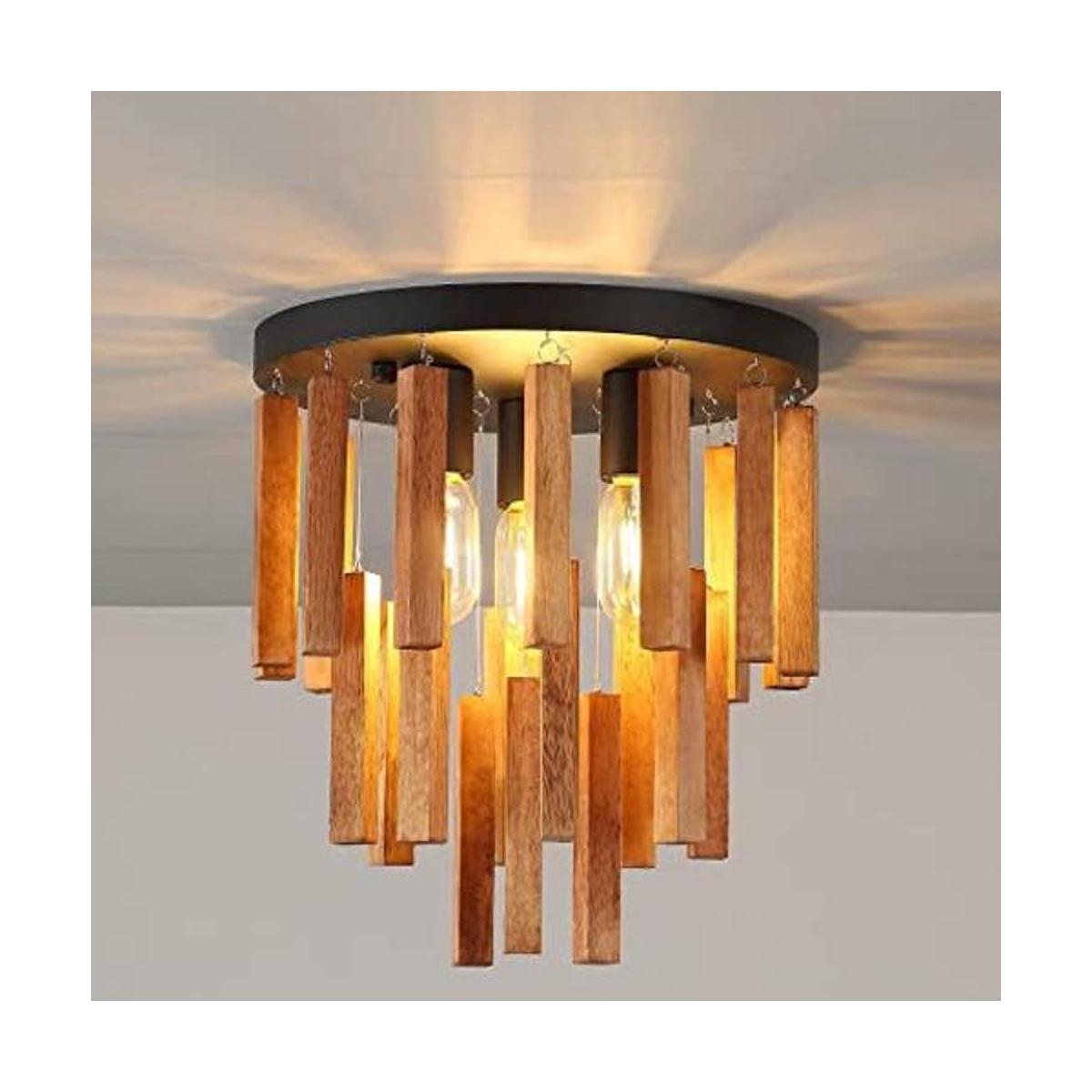 Lámpara de techo de madera con montaje empotrado lámpara