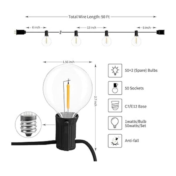 Guirnalda de luces LED G40 a prueba de golpes para uso en_2