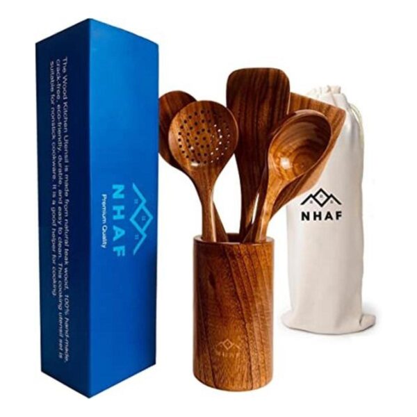 NHAF Cucharas de madera para cocinar juego de utensilios_1