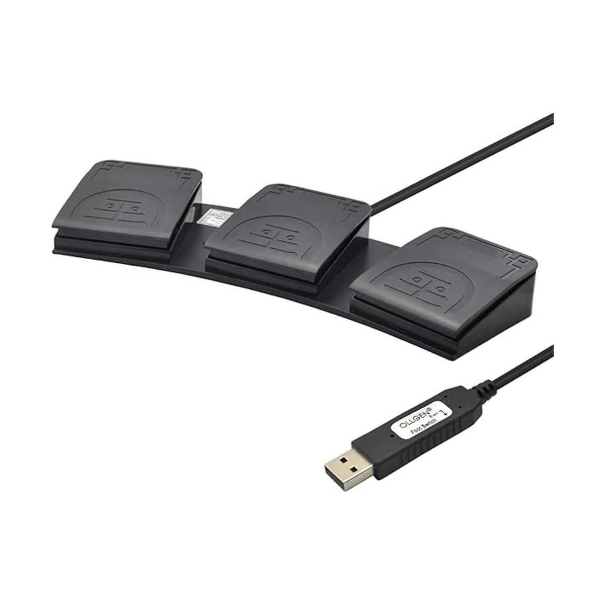 OLLGEN Triple USB Pedal Pedal mecánico Control 3 Tres