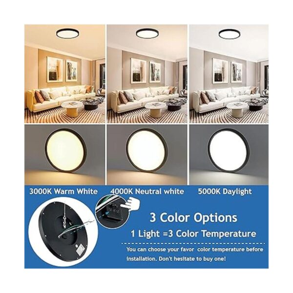 CycevSun Lámpara de techo LED regulable negra de 15.8_2