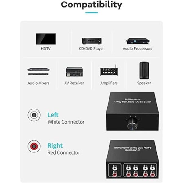 Conmutador de audio bidireccional de 4 puertos canal de_4