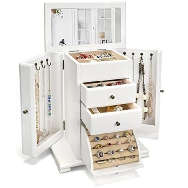 Emfogo Joyero para mujer joyero de madera rústica y_1