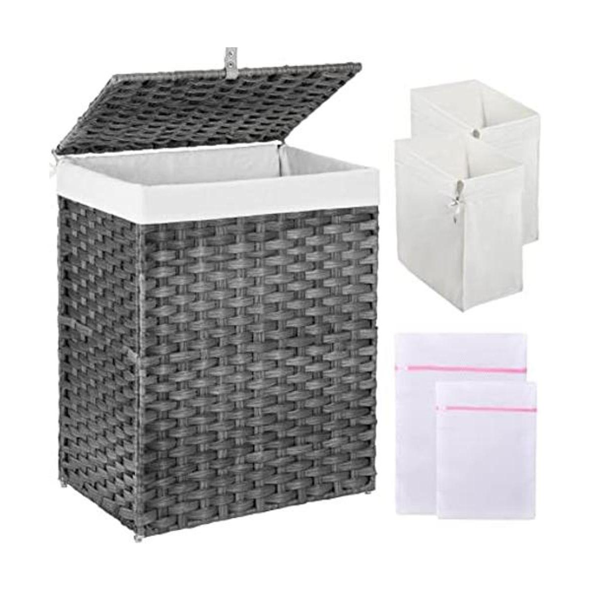 GREENSTELL Cesta de ropa con tapa 90 l con 2 bolsas