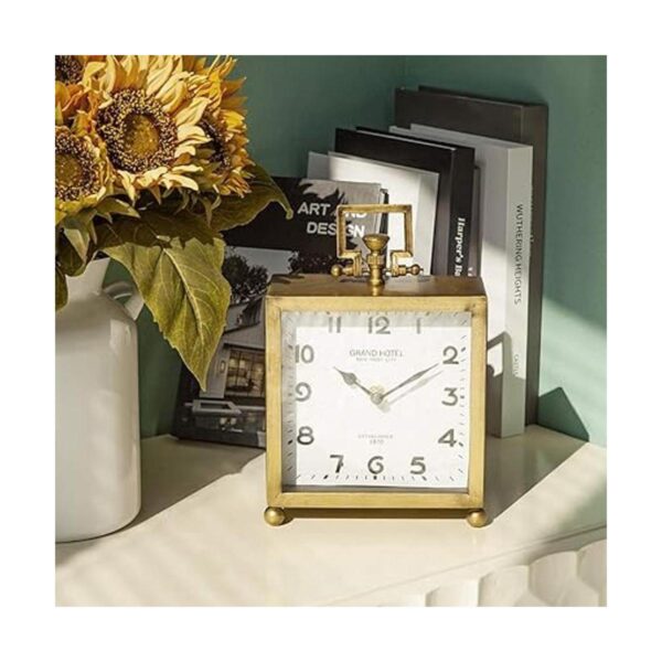 NIKKY HOME Reloj de mesa de metal silencioso clásico_2