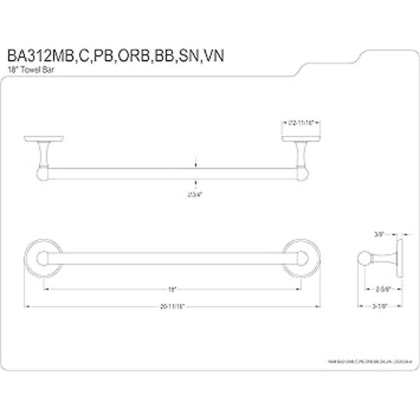 Kingston Brass BA312PB Classic Toallero latón pulido_2