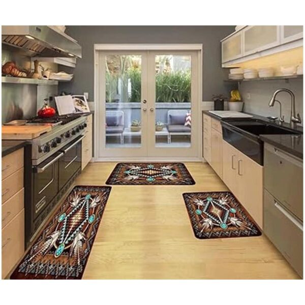 Juego de 3 alfombras de cocina rústicas del suroeste de 3