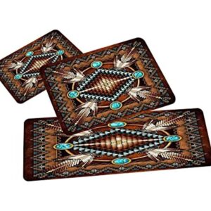 Juego de 3 alfombras de cocina rústicas del suroeste de 3