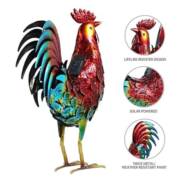 Kircust Luces solares de animales de gallo de metal_6