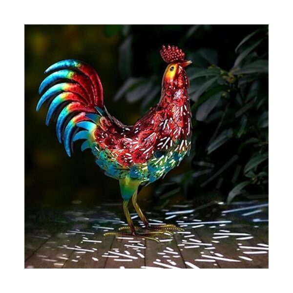 Kircust Luces solares de animales de gallo de metal_2