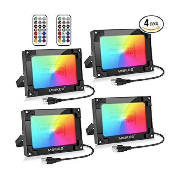MEIKEE Paquete de 4 luces LED RGB de inundación_1