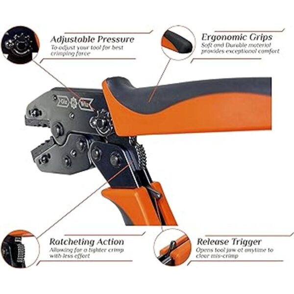 GIZWIZ Profesional trinquete Crimp herramienta con