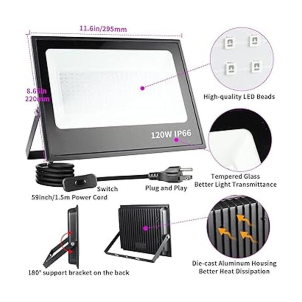 PIZHLO Paquete de 2 luces LED negras de 120 W luz negra_2