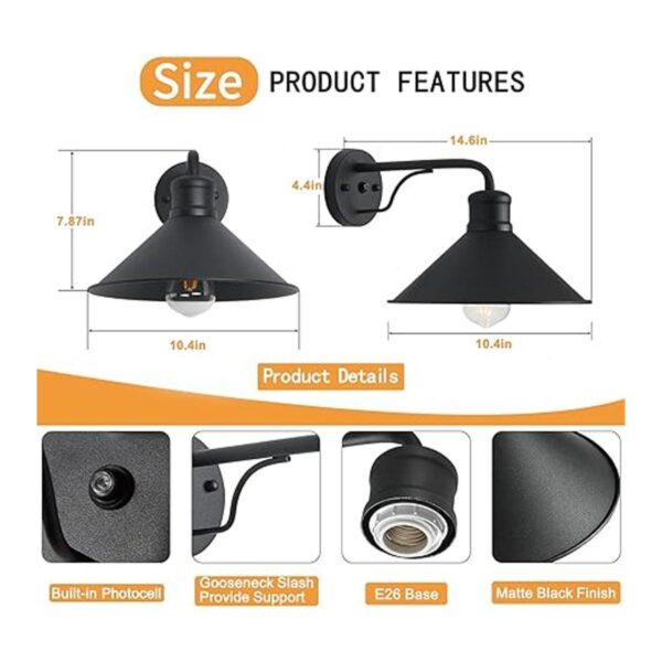 PTRWOROA Aplique de pared con sensor del atardecer al_4