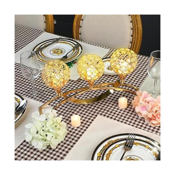 Juego de 3 portavelas de cristal dorado soporte de_4