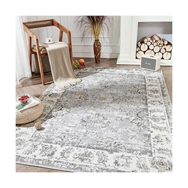 JINCHAN Alfombra persa de 4 x 6 pulgadas color gris_1