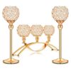 Juego de 3 portavelas de cristal dorado soporte de_1