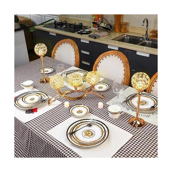 Juego de 3 portavelas de cristal dorado soporte de_5
