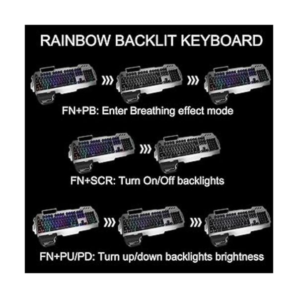 FENIFOX Teclado y mouse para juegos con retroiluminación
