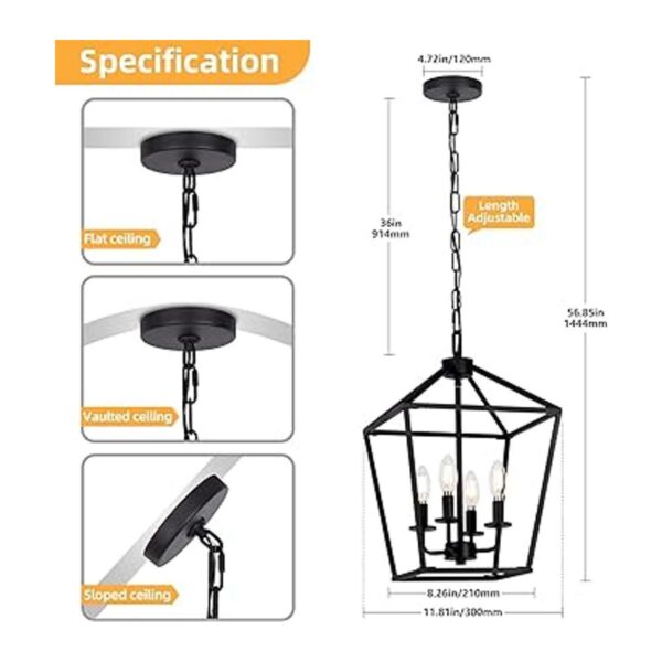 Lámpara colgante de 4 luces lámpara de techo industrial_2