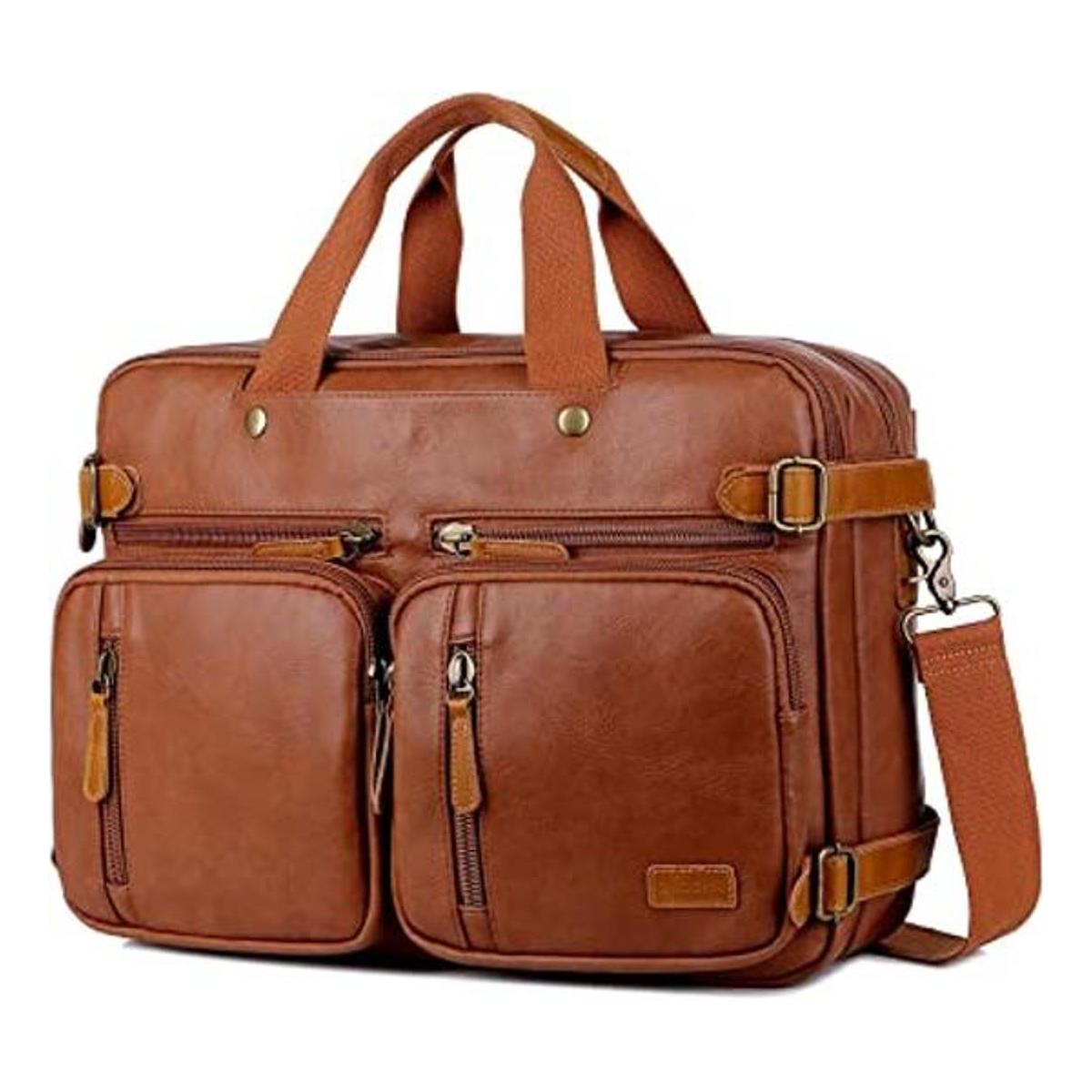 Hombres de cuero maletín mochila híbrido 17 pulgadas