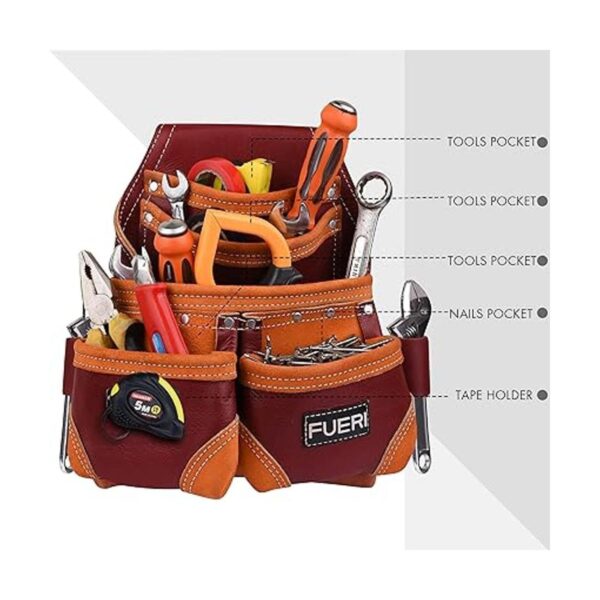 FUERI Bolsa de herramientas de cuero para carpinteros kit_5