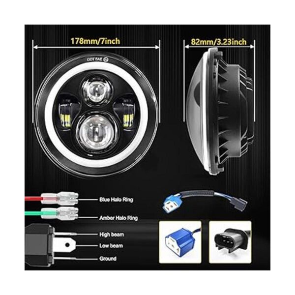 DOT Faro delantero LED de 7 pulgadas para motocicleta_2