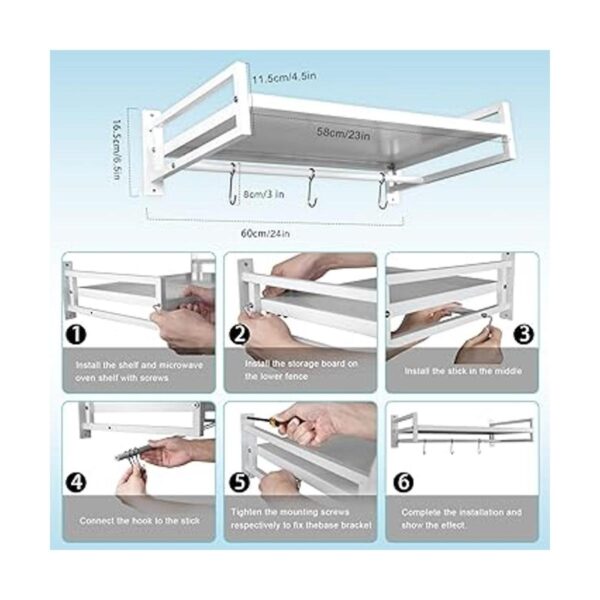 Estante para horno microondas de montaje en pared para_3