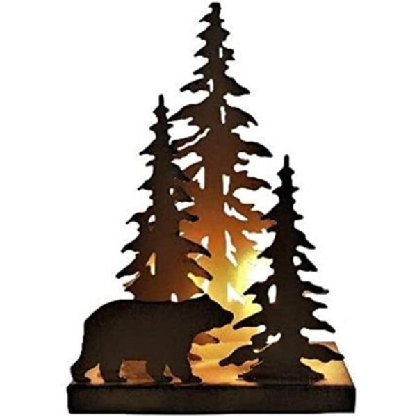 Decoración de mesa auxiliar de noche con luz rústica de_1