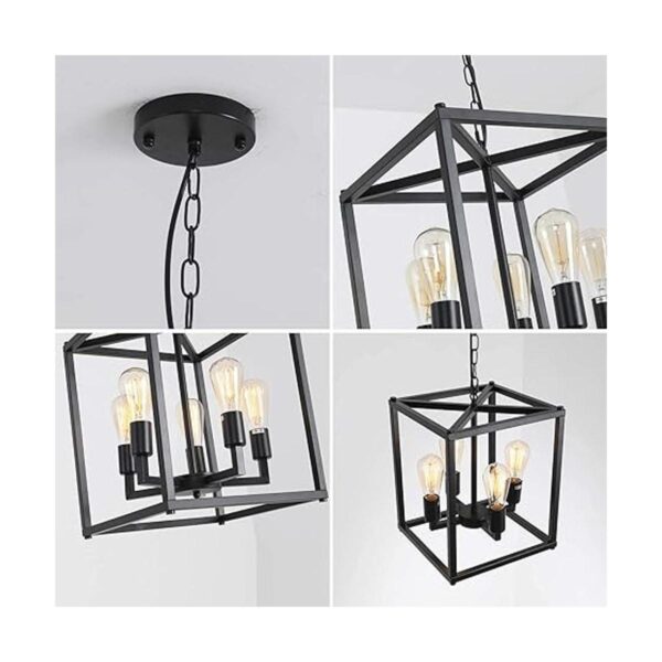 Lanhall Lámpara de araña rústica industrial de 4 luces_4