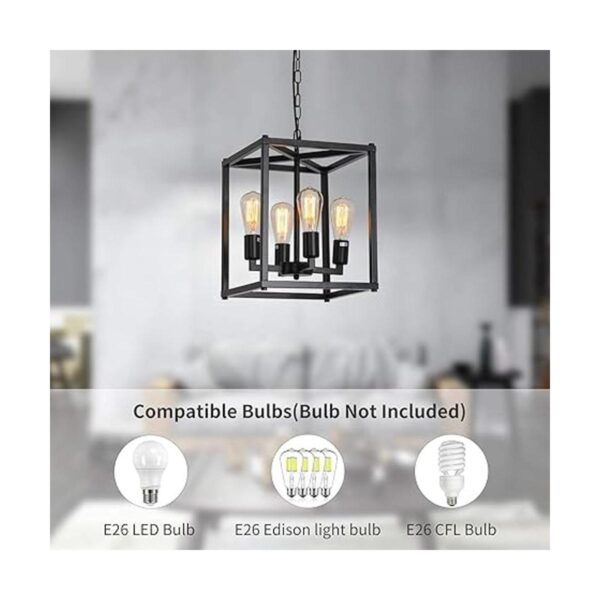 Lanhall Lámpara de araña rústica industrial de 4 luces_3