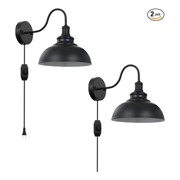 Apliques de pared industriales de cuello de cisne negro