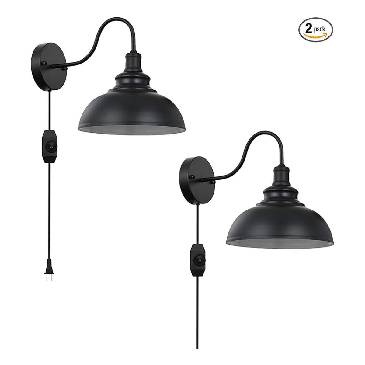 Apliques de pared industriales de cuello de cisne negro