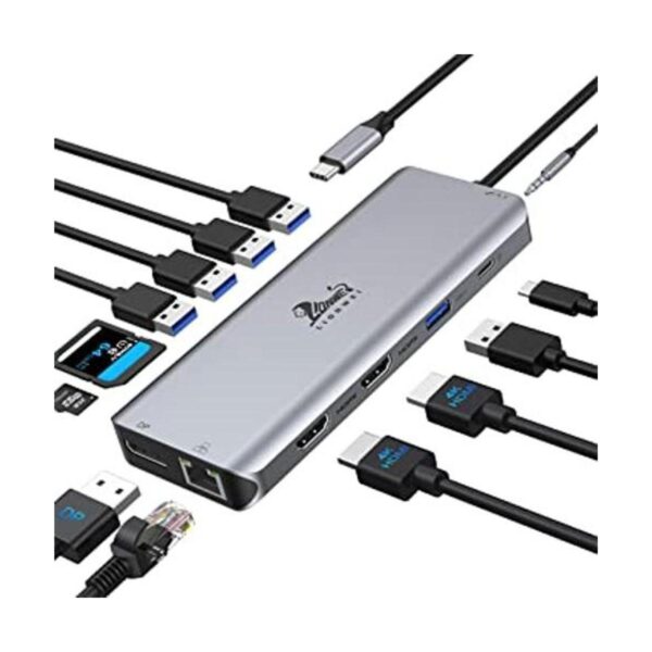 Estación de acoplamiento USB C Monitor dual 13 en 1 con_1