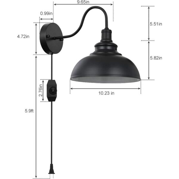 Apliques de pared industriales de cuello de cisne negro